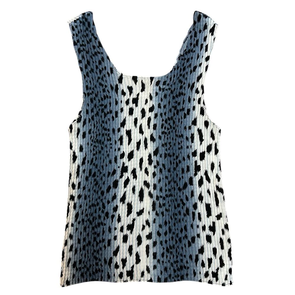 Vtg 90s Crinkle Scrunch Tank Top Womens Small Animal Print Stretchy Maximalist